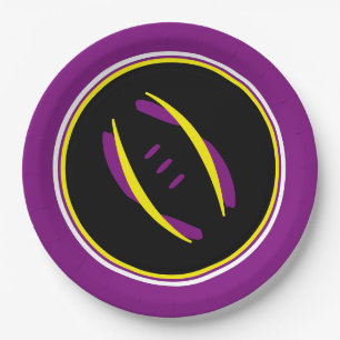 Purple & Golden Yellow Artistic Football 9" Plates