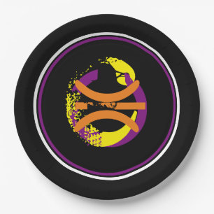 Purple/Golden Yellow/Black Basketball 9" Plates