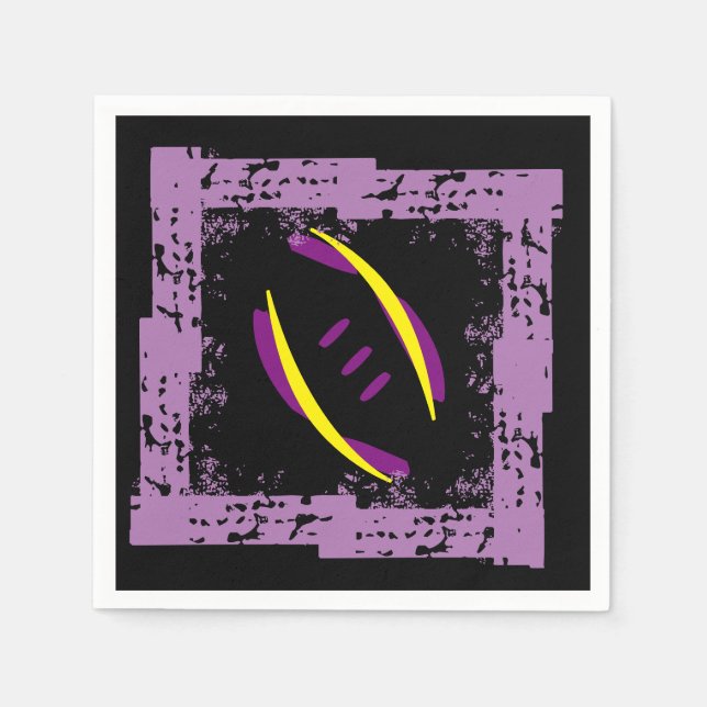 Purple/Golden Yellow/Black Coctail Napkins (Front)