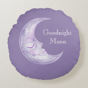 Purple Goodnight Moon Round Pillow