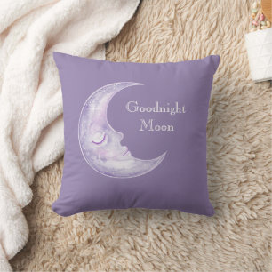 Purple Goodnight Moon Throw Pillow