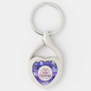 Purple Gorgeous Emerald Merry Christmas Keychain