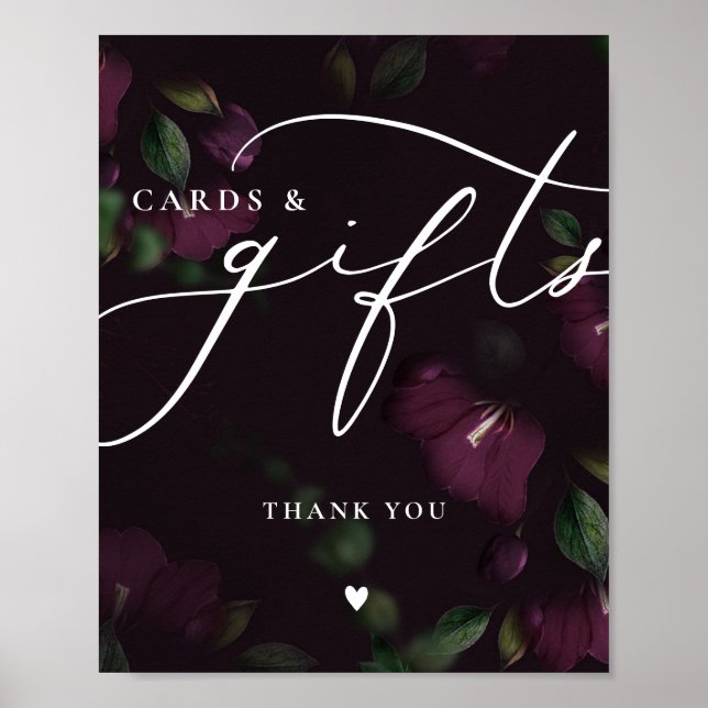 Purple goth Calligraphy Cards & Gifts Wedding Sign (Front)