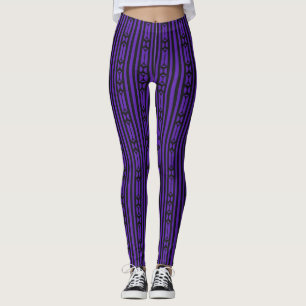 Purple Goth Stripes with Diamonds Leggings