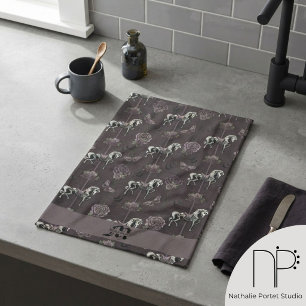 Purple Gothic Carousel Horse Kitchen Towel