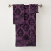 Purple Gothic Chic | Eggplant and Black Skulls Bath Towel Set (Insitu)
