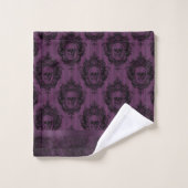 Purple Gothic Chic | Eggplant and Black Skulls Bath Towel Set (Wash Cloth)