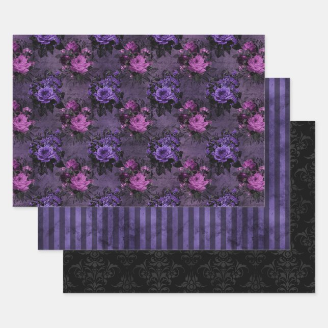 Purple Gothic Dark & Moody  Wrapping Paper Sheet (Set)