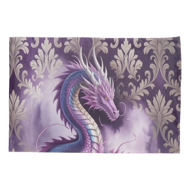 Purple Gothic Dragon Birthday Party  Pillowcase (Back)