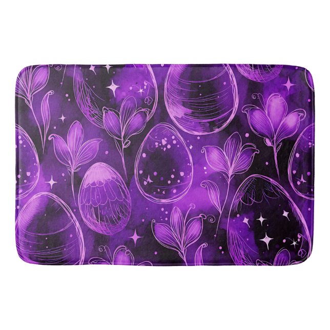 Purple Gothic Easter Pattern Bath Mat (Front)