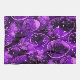 Purple Gothic Easter Pattern Kitchen Towel
