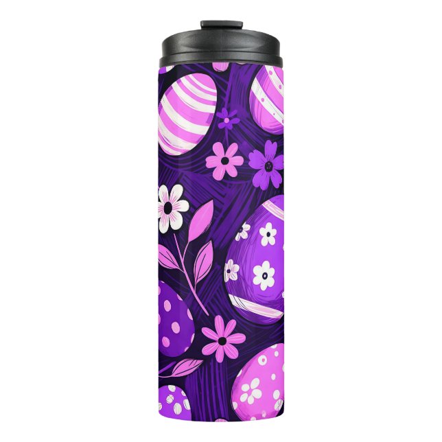 Purple Gothic Easter Pattern Thermal Tumbler (Front)