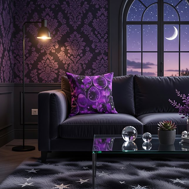 Purple Gothic Easter Pattern Throw Pillow (Creator Uploaded)