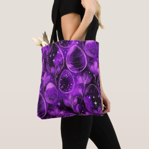 Purple Gothic Easter Pattern Tote Bag