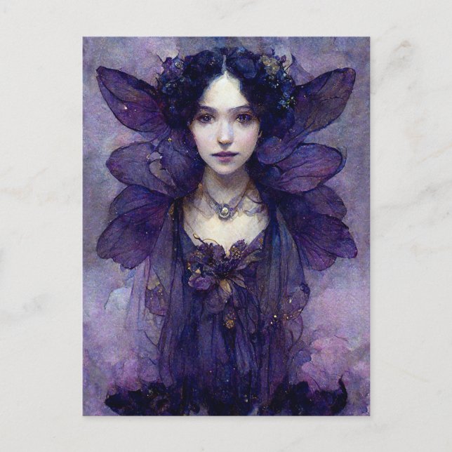Purple Gothic Fairy Fantasy Art Postcard (Front)