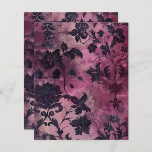 Purple Gothic Grunge Floral Scrapbook Paper 
