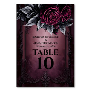 Purple Gothic Halloween Alternative Wedding Table Number