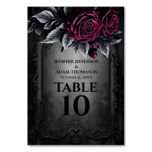 Purple Gothic Halloween Alternative Wedding Table Number