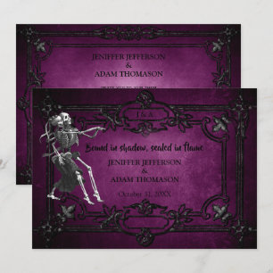 Purple Gothic Halloween wedding invitation