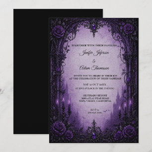 Purple Gothic Halloween Wedding Invitation