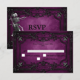 Purple Gothic Halloween Wedding RSVP Card