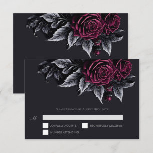 Purple Gothic Halloween Wedding RSVP Card