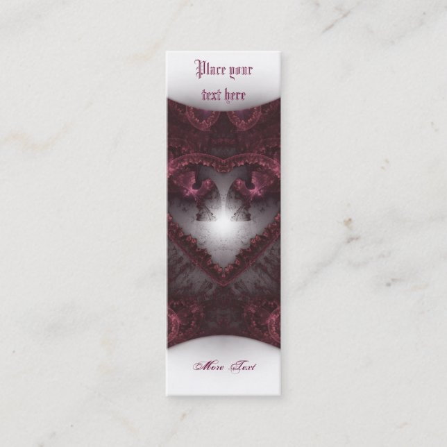 Purple Gothic Heart 001 - Bookmark Mini Business Card (Front)