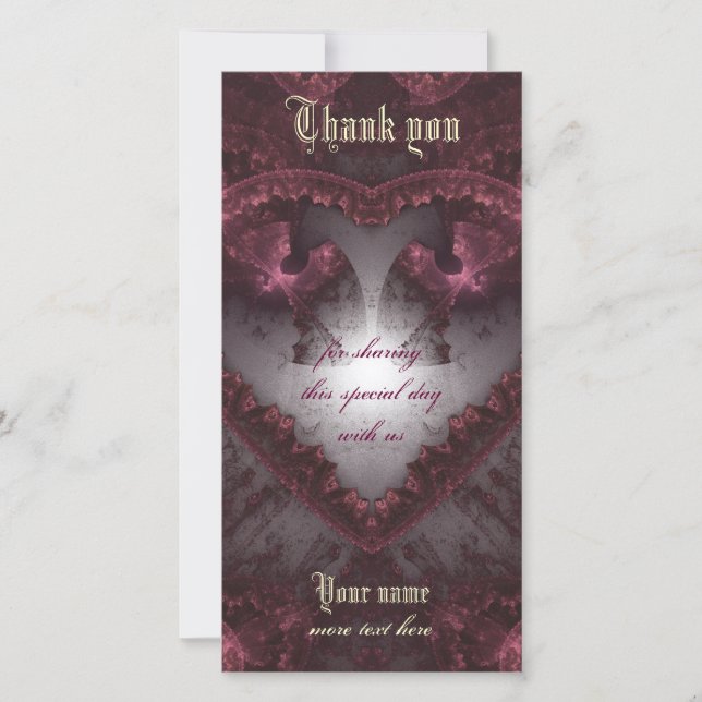 Purple Gothic Heart 001 Thank You Card (Front)