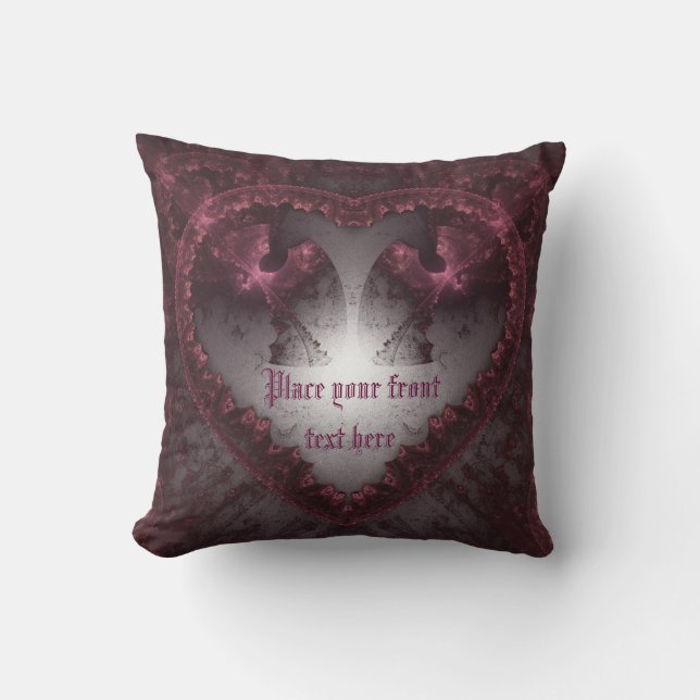 Purple Gothic Heart 001 Throw Pillow (Front)