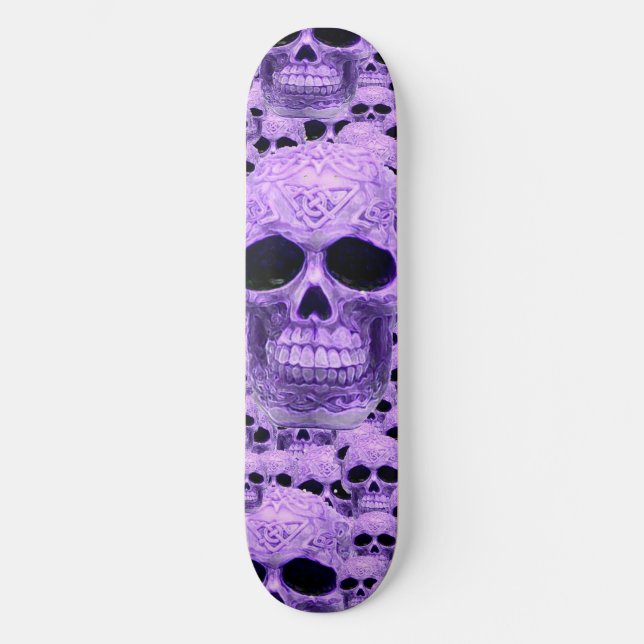 Purple gothic skull pattern skateboard (Front)