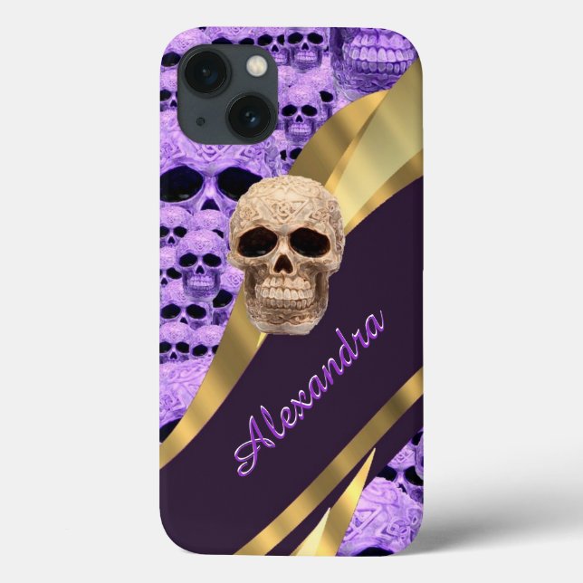 Purple gothic skull personalized Case-Mate iPhone case (Back)