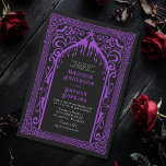 Purple Gothic Vampire Cathedral Wedding Invitation<br><div class="desc">Invite your wedding guests with this elegant and gothic design. Perfect for a Gothic or Halloween themed-wedding. Matching Items in our shop for a complete party theme. Cover Page Background provided by Freepik</div>