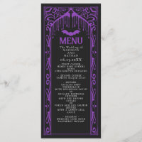 Purple Gothic Vampire Cathedral Wedding Menu