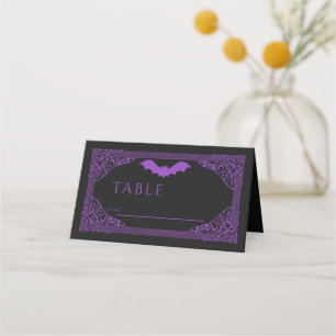 Purple Gothic Vampire Cathedral Wedding Place Card