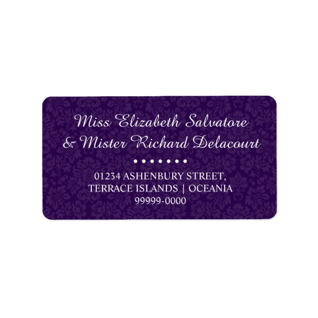 Purple Gothic Victorian Wedding Address Labels (Front)
