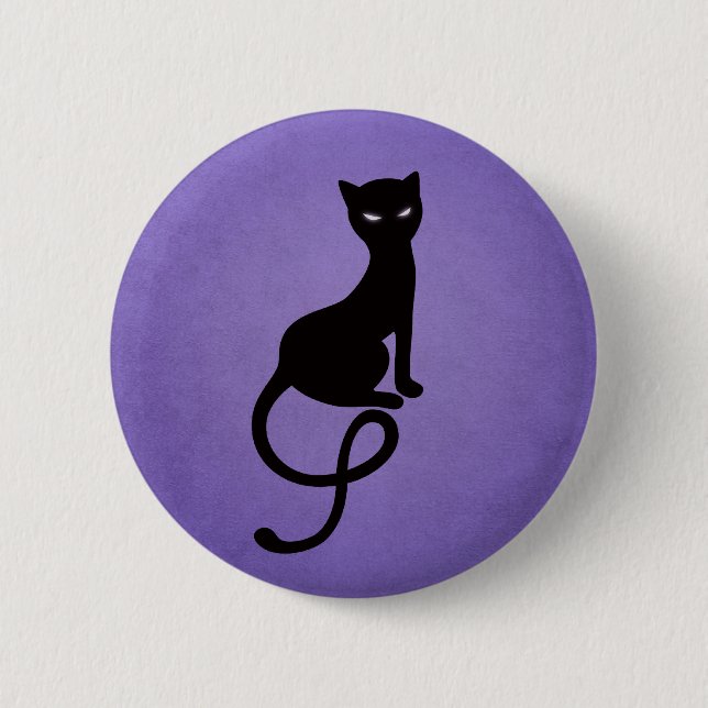 Purple Gracious Evil Black Cat 2 Inch Round Button (Front)