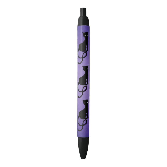 Purple Gracious Evil Black Cat Ink Pen (Front Vertical)