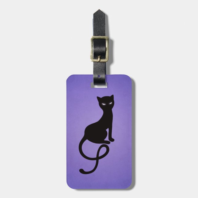 Purple Gracious Evil Black Cat Personalized Luggage Tag (Front Vertical)