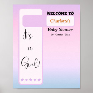 Purple Gradient Cute Eyeball Baby Shower Welcome Poster