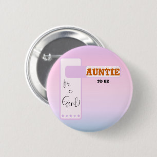 Purple Gradient Cute Eyeball Text Auntie-to-be 2 Inch Round Button