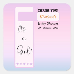 Purple Gradient Cute Eyeball Text Baby Shower Square Sticker