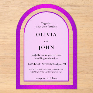 Purple gradient elegant wedding acrylic invitations