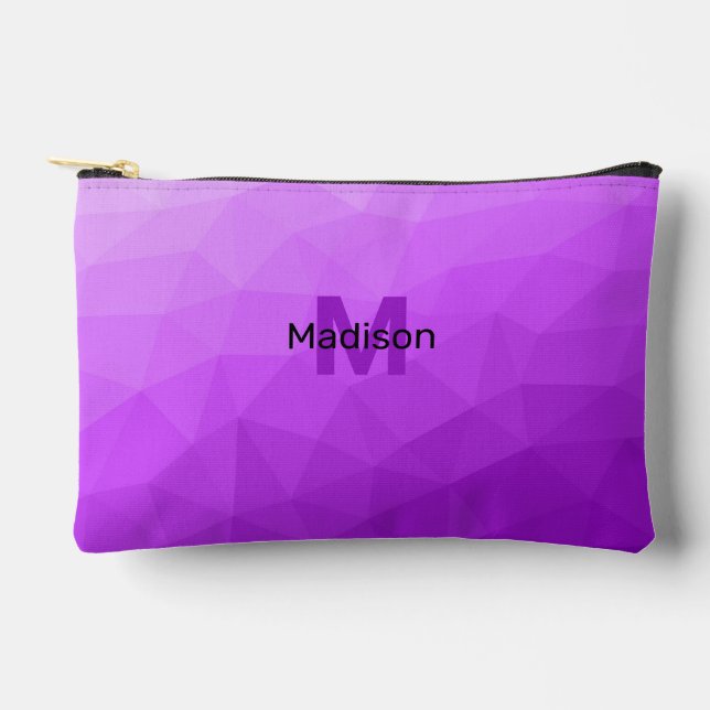 Purple gradient geometric mesh pattern Monogram Accessory Pouch (Front)