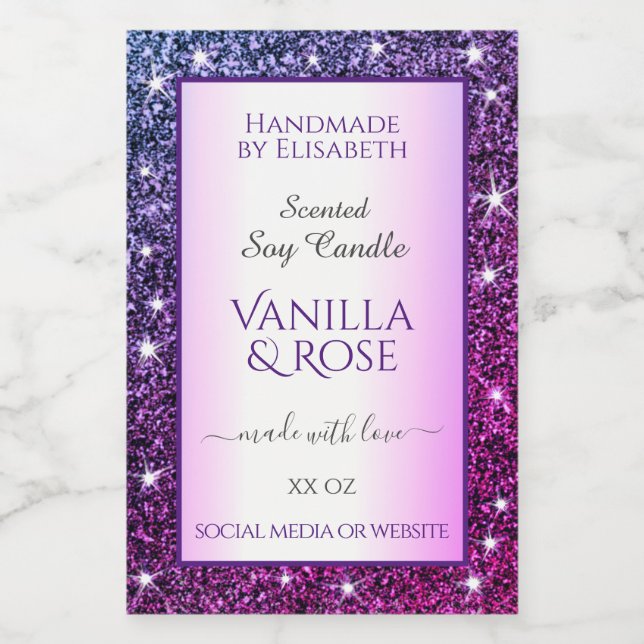 Purple Gradient Glitter Product Labels Beauty & (Single Label)