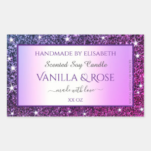 Purple Gradient Glitter Product Packaging Labels