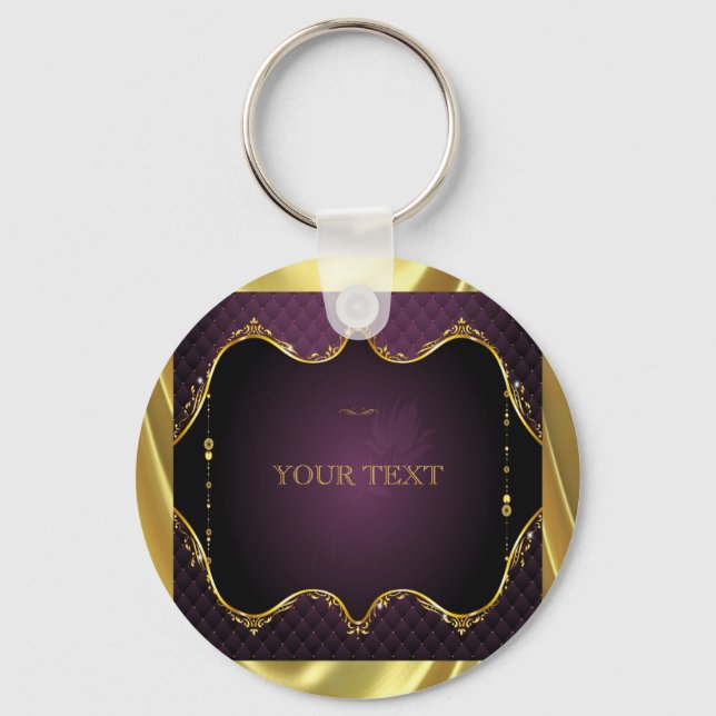 Purple Gradient + Gold Frame Accent Keychain (Front)