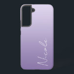 Purple Gradient Handwriting Script Personalized Samsung Galaxy Case<br><div class="desc">A custom personalized Samsung phone case in a modern soft purple gradient design. The trendy handwriting script font adds a unique touch when adding your name.</div>