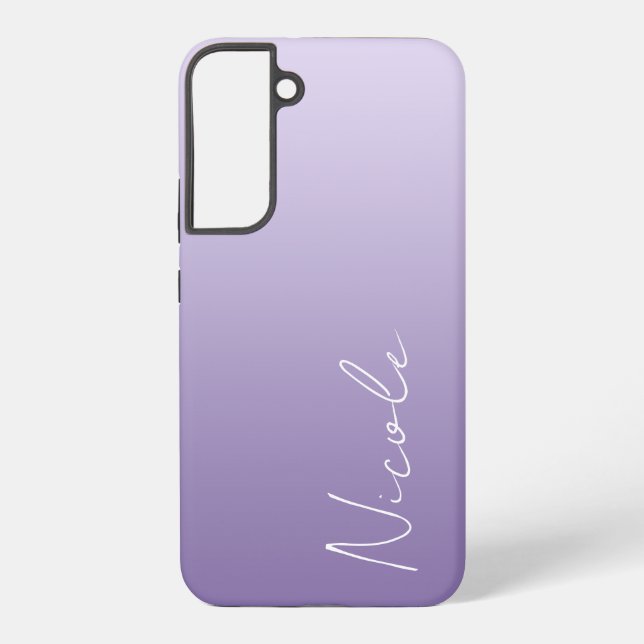 Purple Gradient Handwriting Script Personalized Samsung Galaxy S22+ Case (Back)
