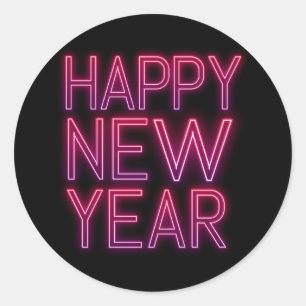 Purple Gradient New Year Classic Round Sticker