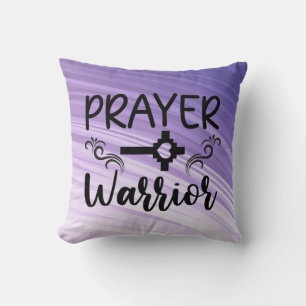 Purple Gradient Prayer Warrior Throw Pillow